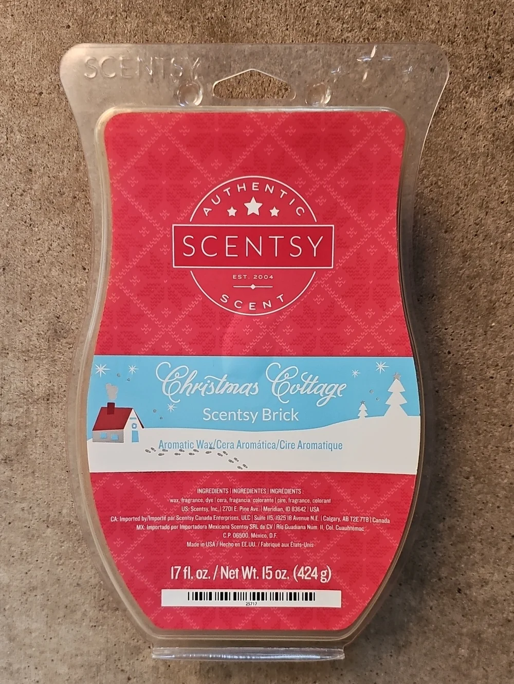 Scentsy Christmas Cottage Wax Brick Red Potpourri Fragrance 17 fl.oz. Cinnamon